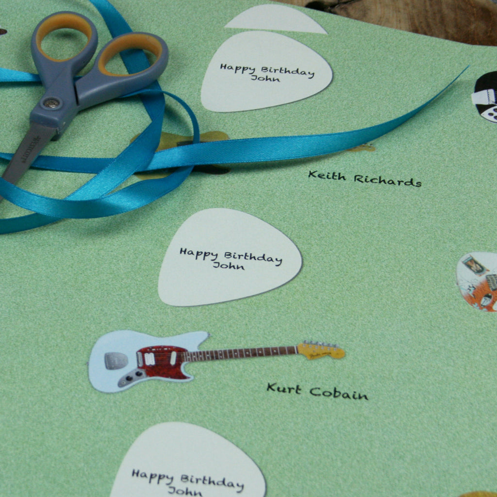 Personalised Rock Guitar Wrapping Paper MixPixie Limited
