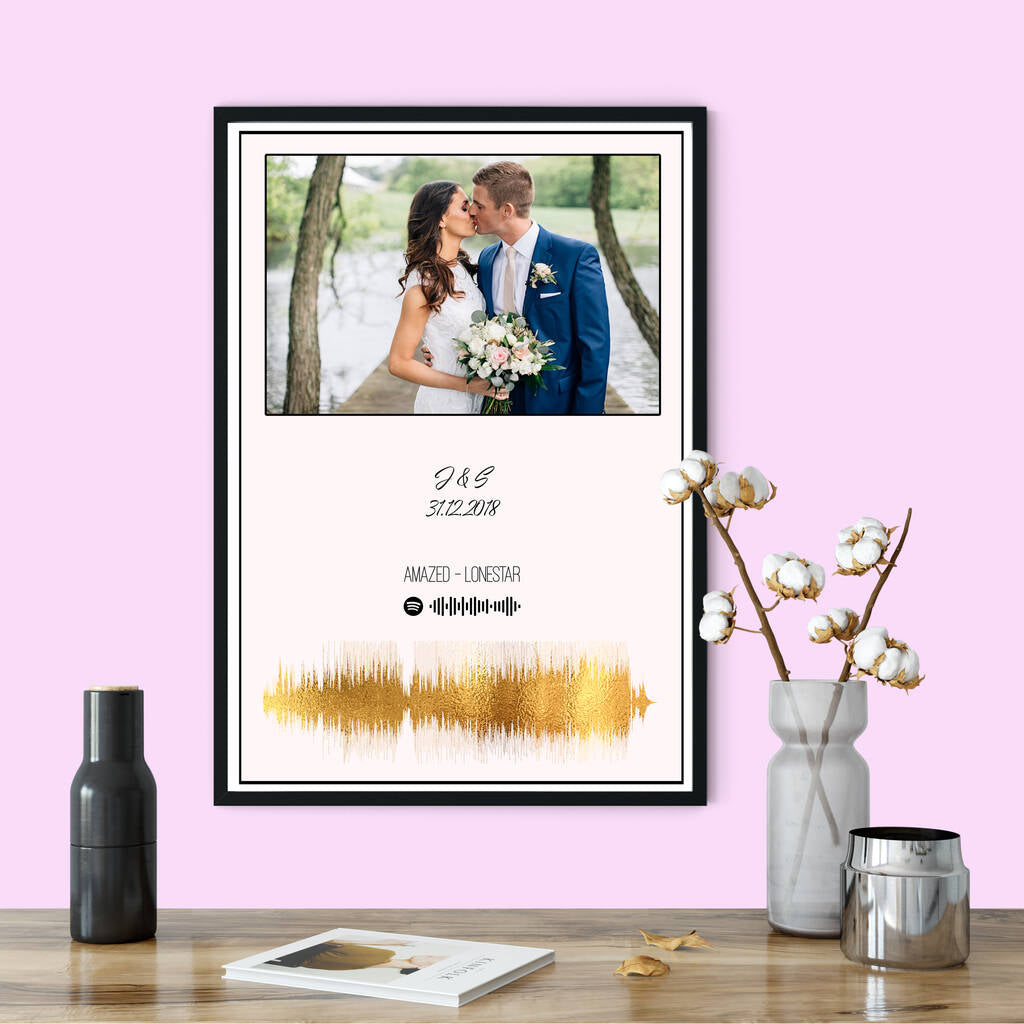 Personalised Anniversary Photo Sound Wave Print MixPixie Limited