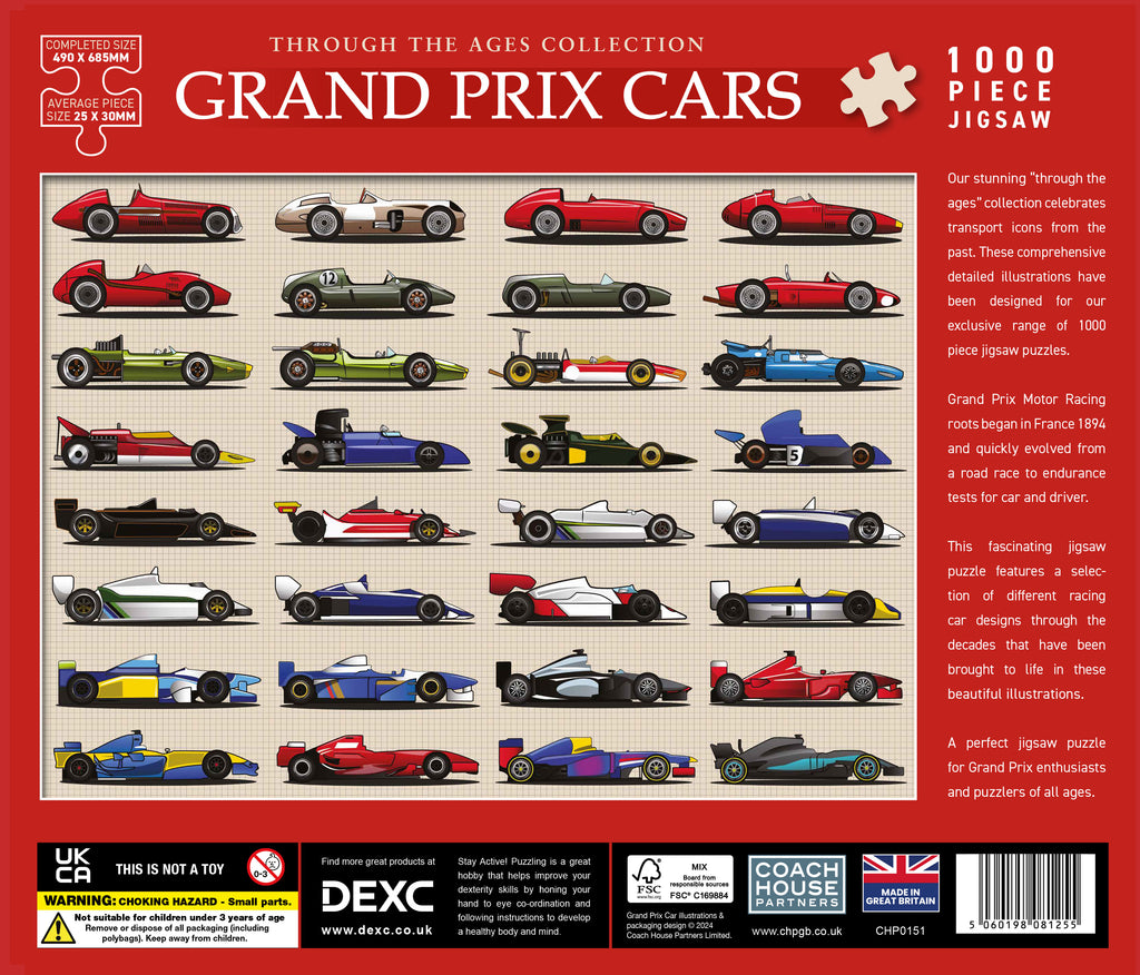 1000 Piece Iconic Grand Prix Racing Cars Puzzle MixPixie