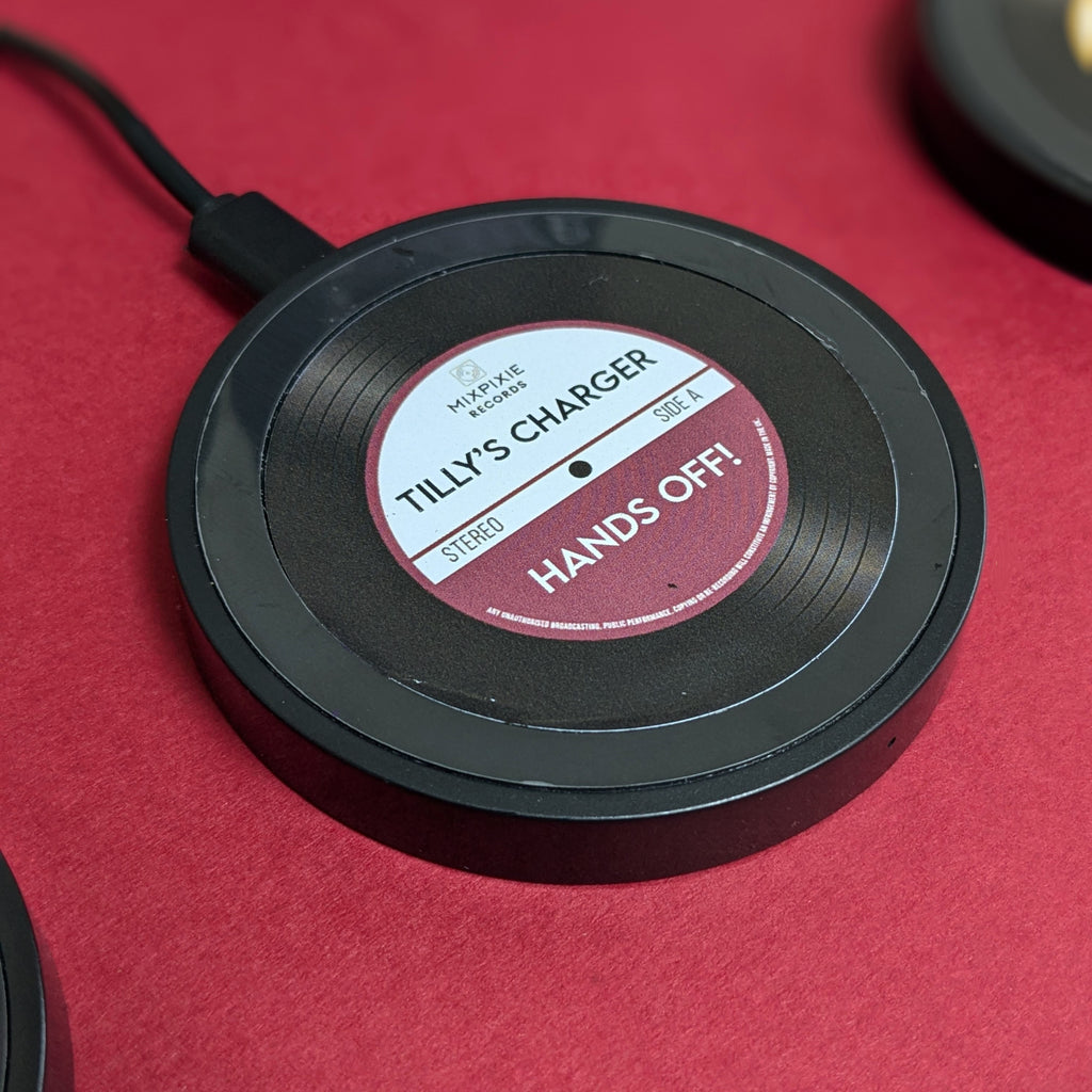 Personalised Wireless Phone Charger: Vinyl Record Style MixPixie