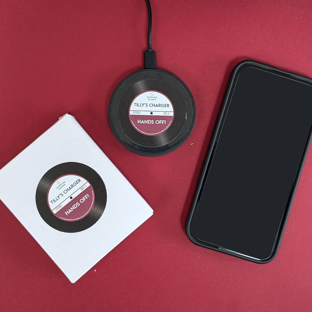 Personalised Wireless Phone Charger: Vinyl Record Style MixPixie