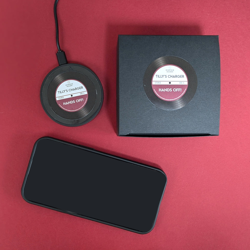 Personalised Wireless Phone Charger: Vinyl Record Style MixPixie