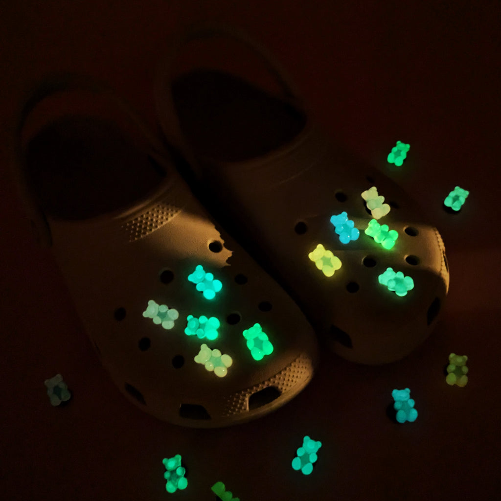 Glow In The Dark Gummy Bear Croc Charms Set MixPixie