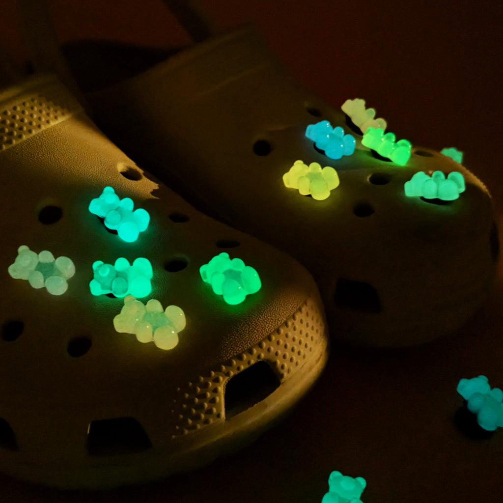 Glow In The Dark Gummy Bear Croc Charms Set MixPixie