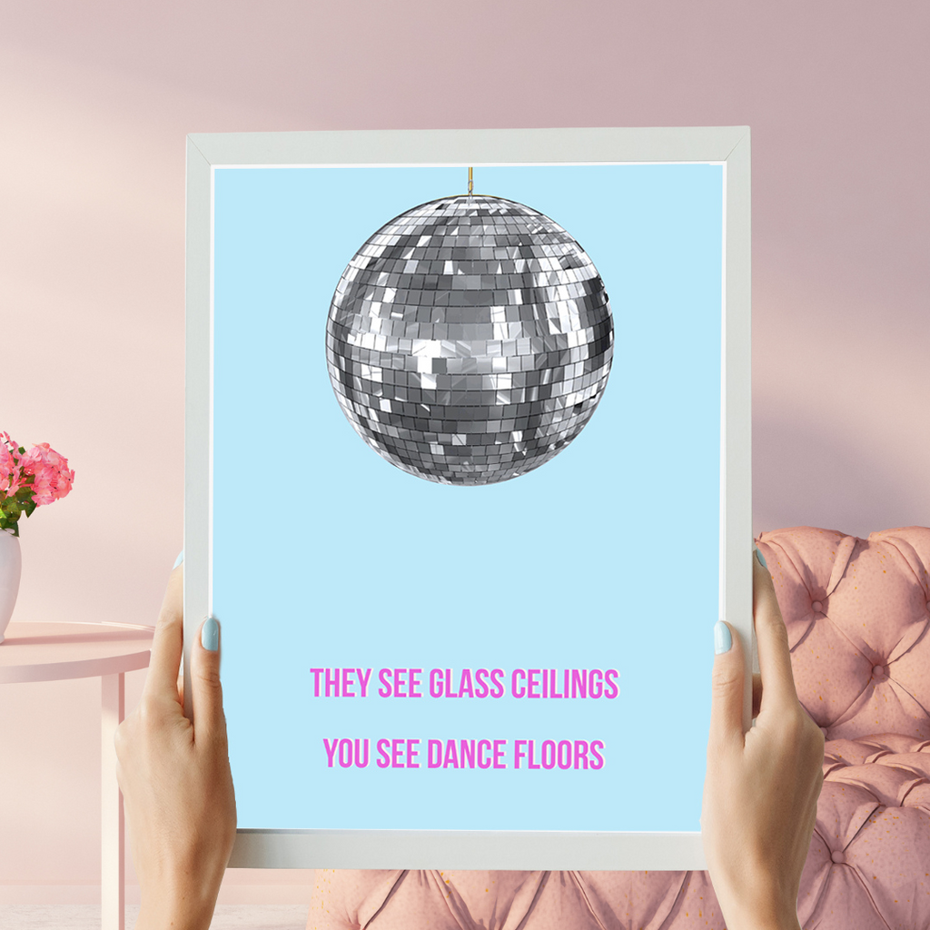 Framed Glitter Ball Dance Floors Print MixPixie