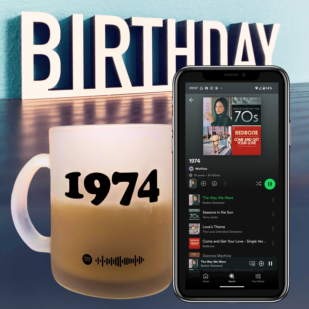 Personalised Birthday Mug With Music And Cake MixPixie