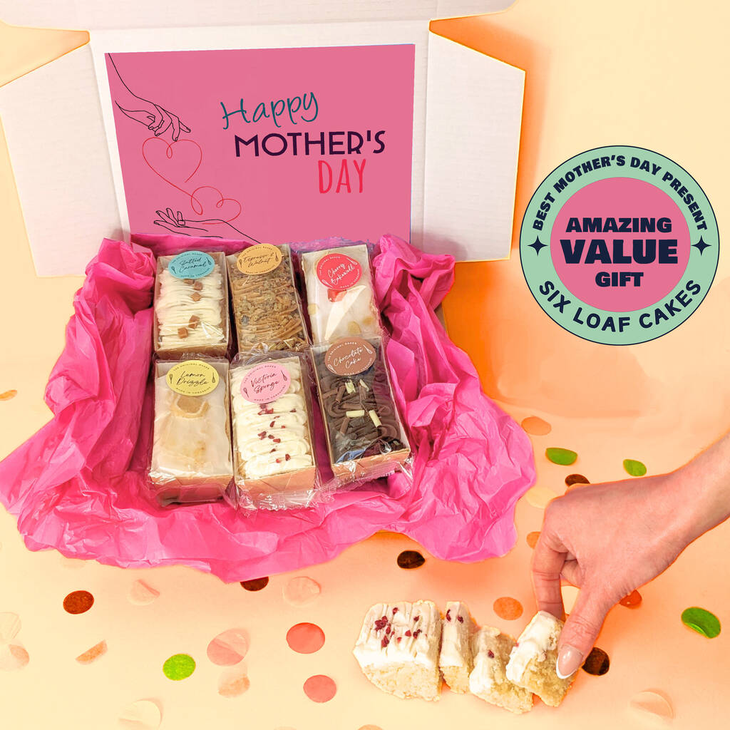 Mother's Day Six Mini Loaf Cakes Gift Box MixPixie