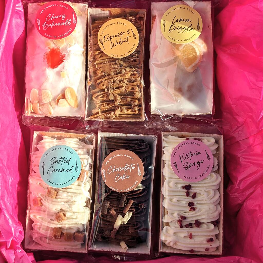 Personalised Six Mini Loaf Cakes Gift Box MixPixie