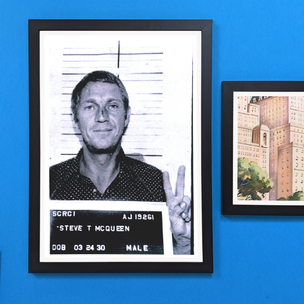 Personalised Authentic Steve McQueen Mugshot Print MixPixie