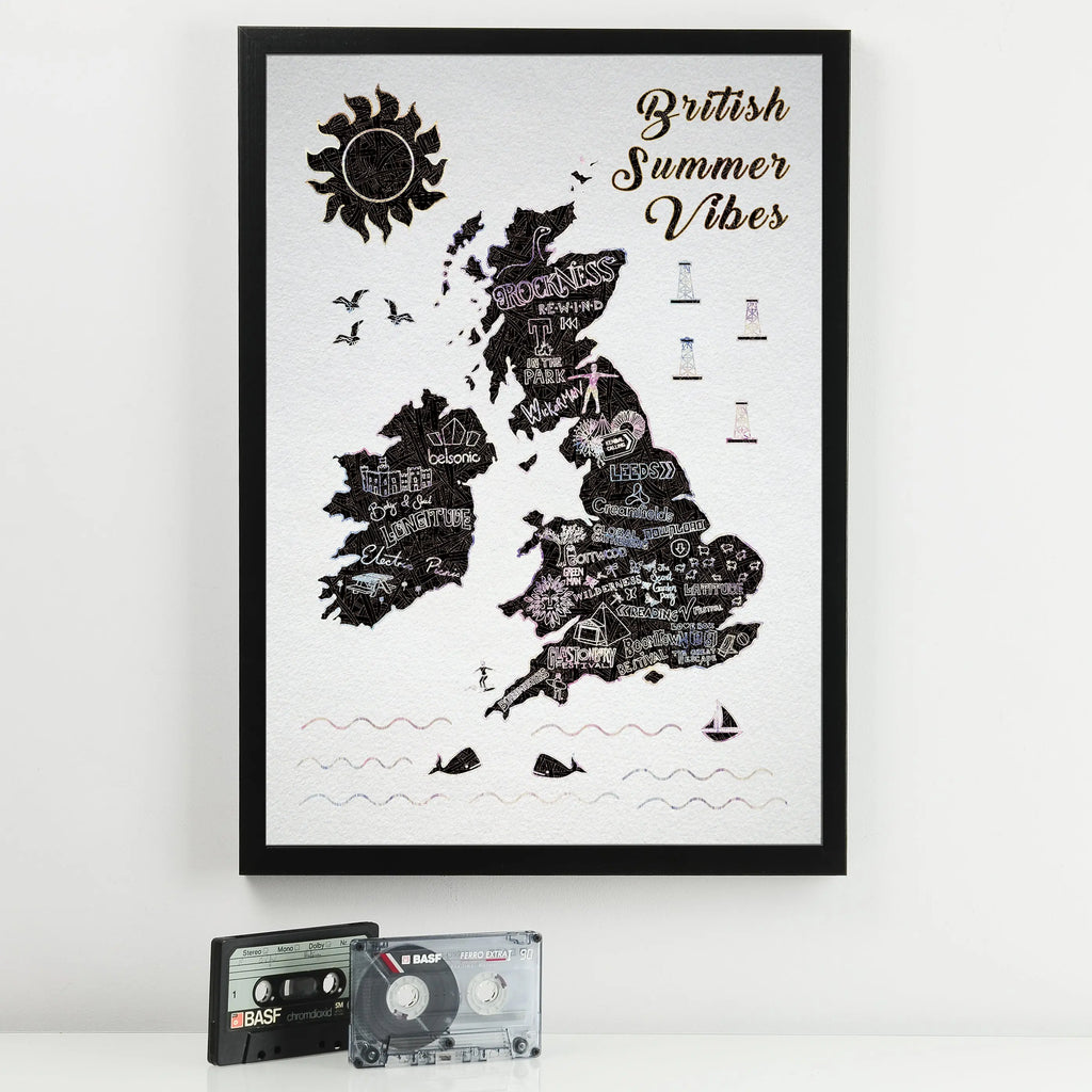 British Music Festivals Map Print MixPixie Limited