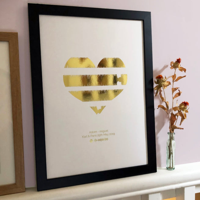 Personalised Metallic Heart Sound Wave Print MixPixie Limited