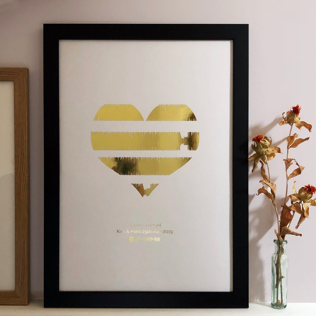 Personalised Metallic Heart Sound Wave Print MixPixie Limited