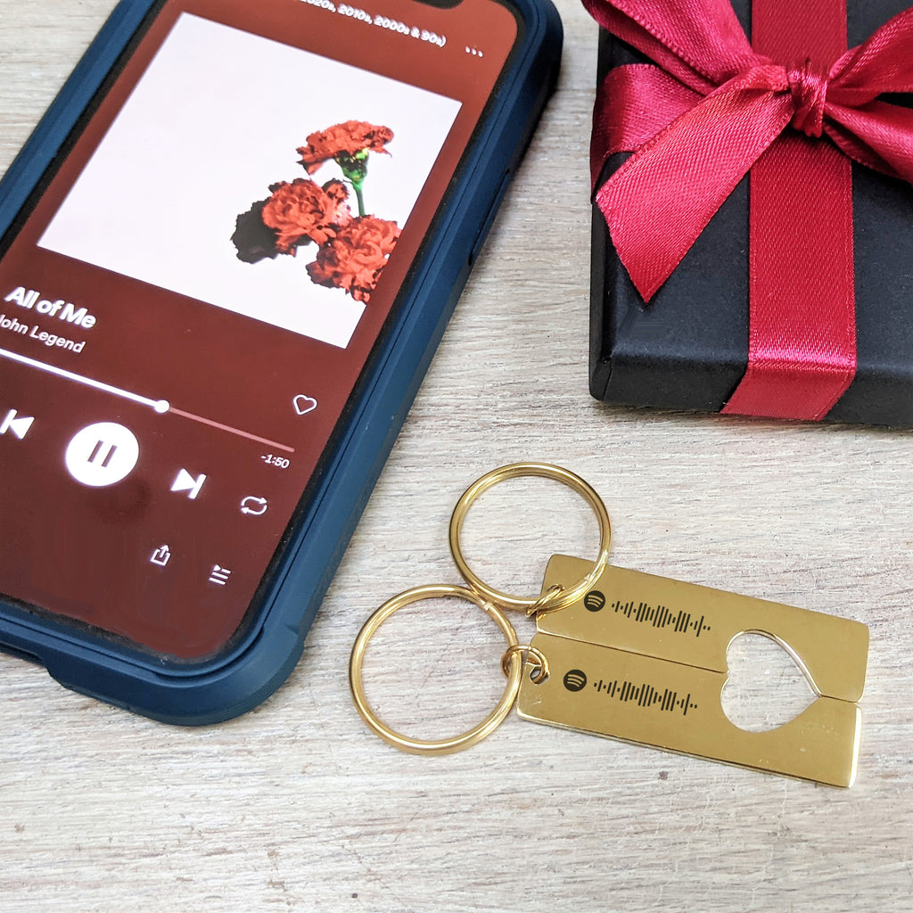 Pair Of Personalised Spotify Heart Keyrings MixPixie Limited