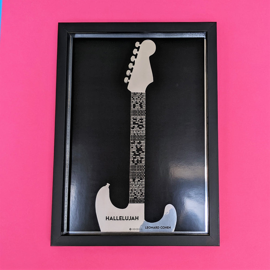 Personalised Metallic Favourite Song Guitar Print MixPixie Limited