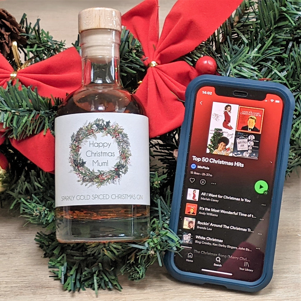 Personalised Christmas Flavoured Gin With Music MixPixie Limited