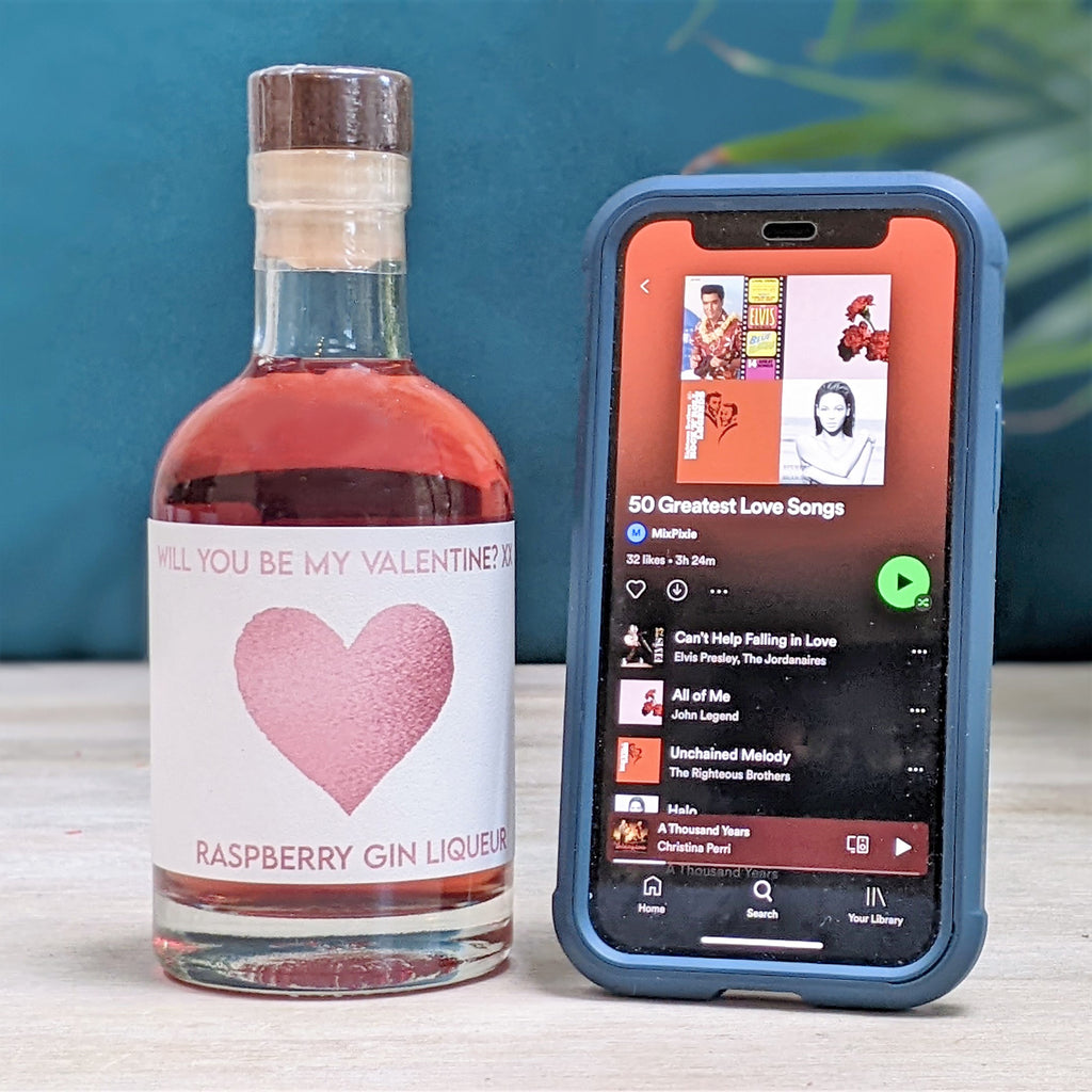Personalised Valentines Flavoured Gin With Music MixPixie Limited