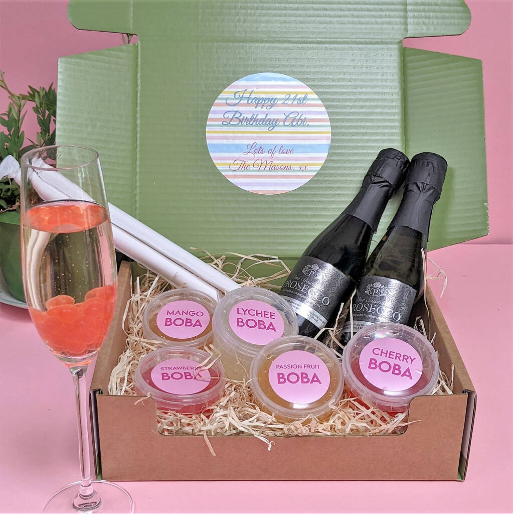 Personalised Prosecco And Boba Bubbles Giftbox MixPixie