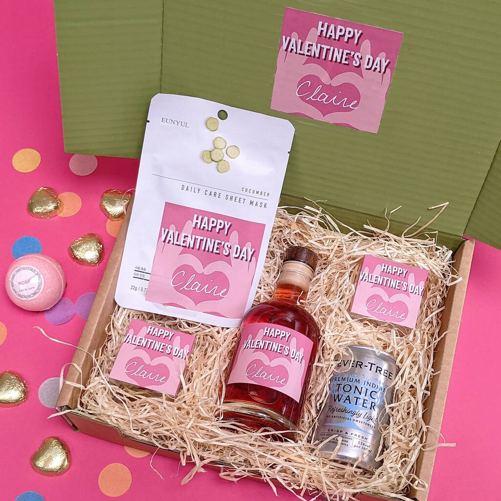 Personalised Valentine's Day Gin And Spa Gift Box MixPixie Limited