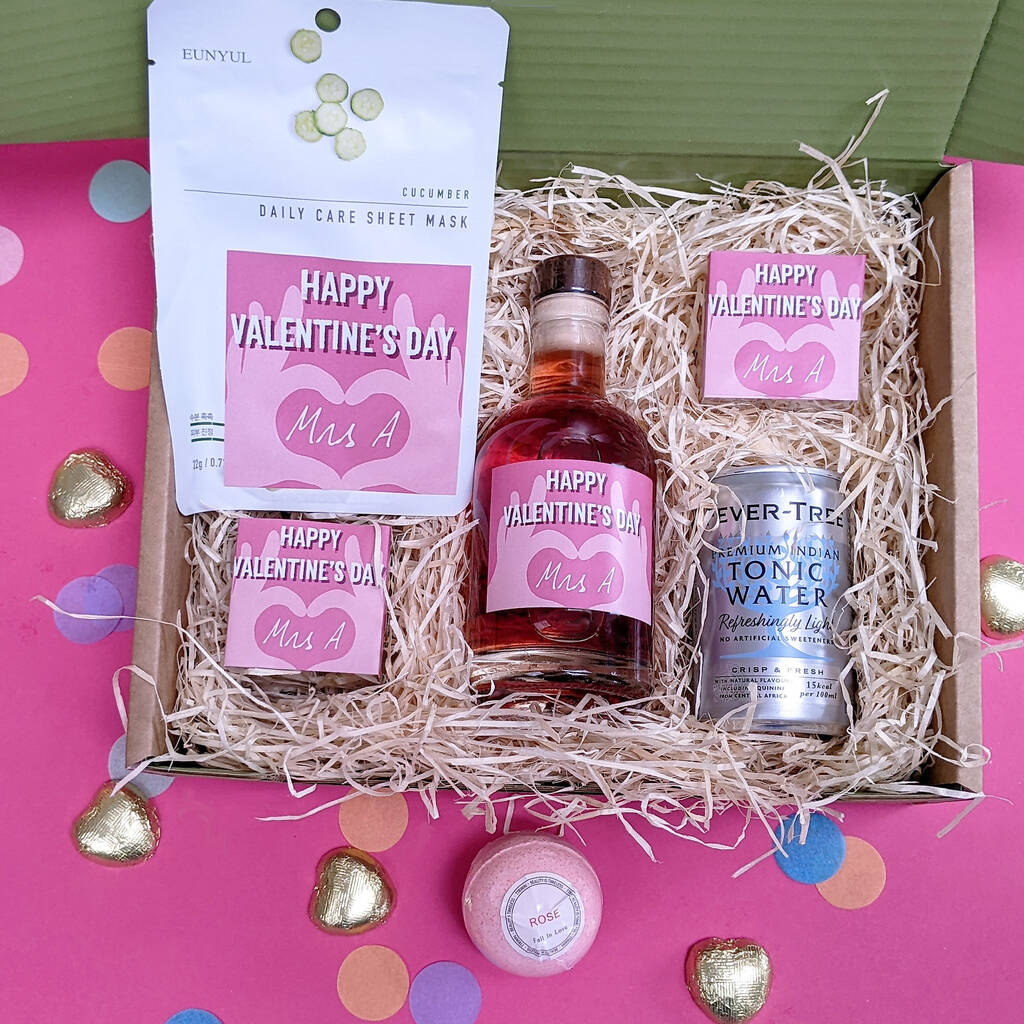Personalised Valentine's Day Gin And Spa Gift Box MixPixie Limited