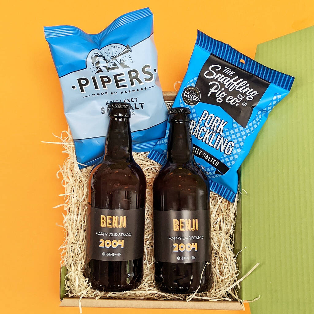 Personalised Special Year Beer And Snacks Hamper MixPixie Limited