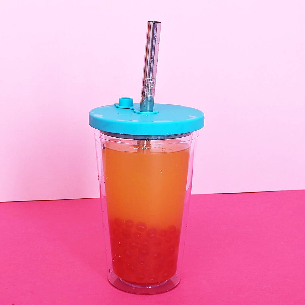 Reusable Bubble Tea Cup And Metal Straw MixPixie