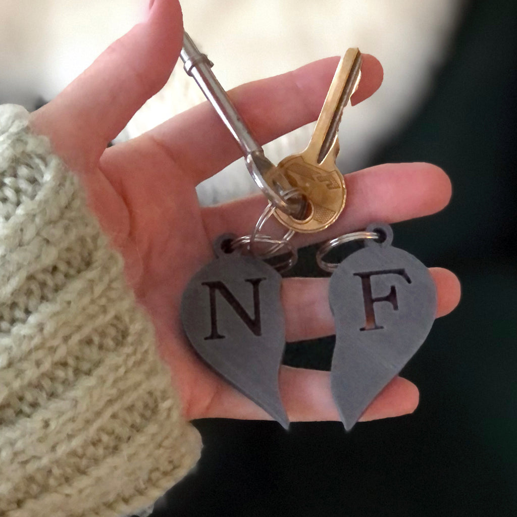 Personalised Couple's Initials Heart Key Rings MixPixie Limited