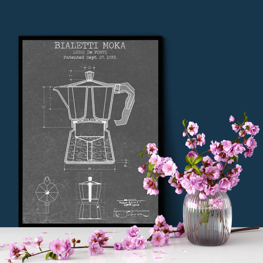 Coffee Moka Pot Patent Print MixPixie Limited