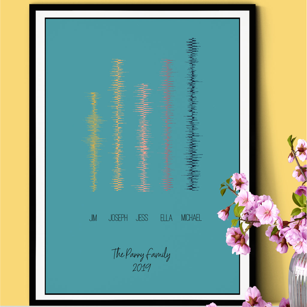 Personalised Family Sound Wave Print MixPixie Limited