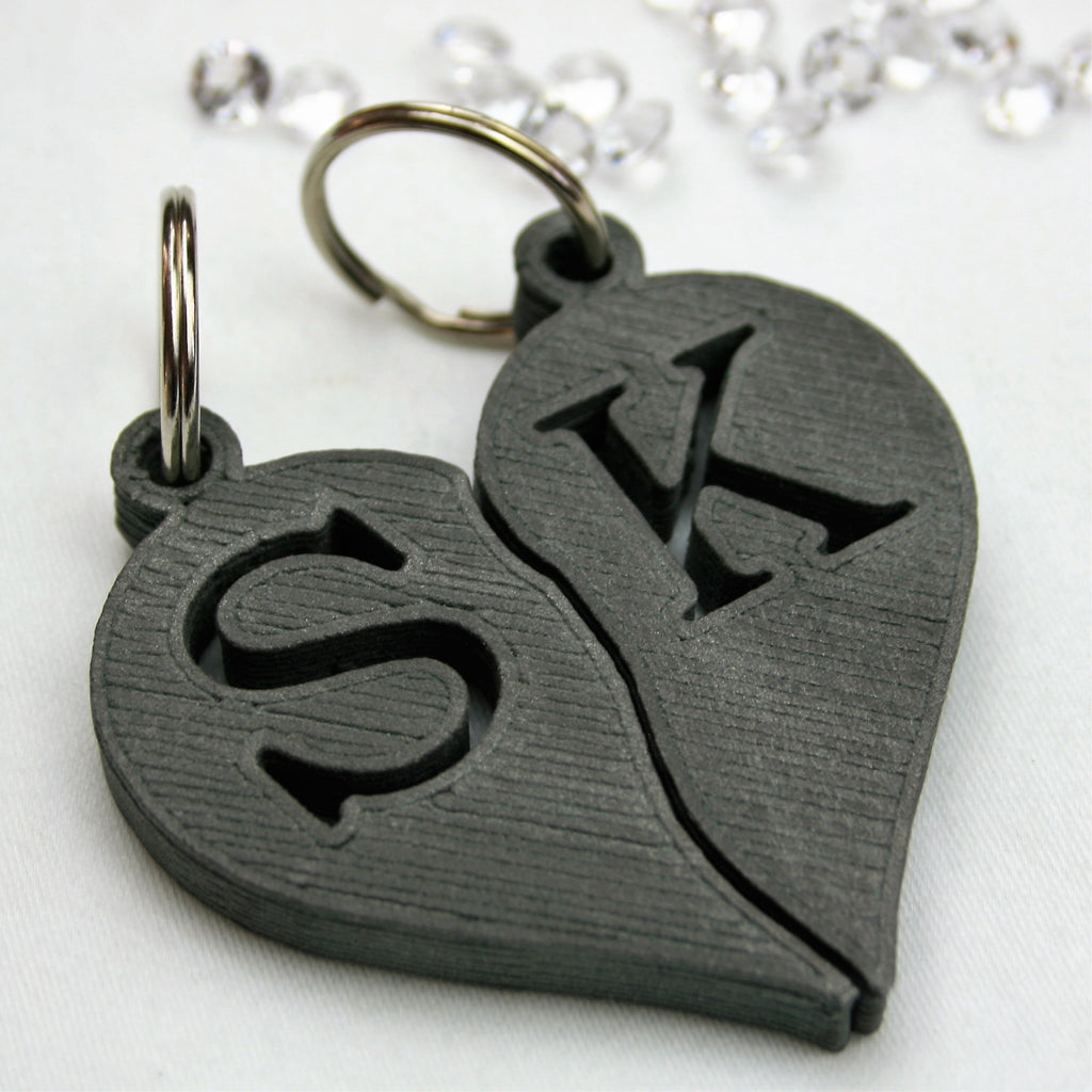 Personalised Couple's Initials Heart Key Rings MixPixie Limited